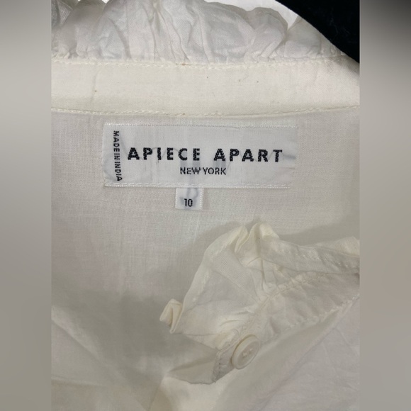 A Piece Apart Off- White Ruffled Collar Button-Up Blouse Size 10 - Picture 4 of 5